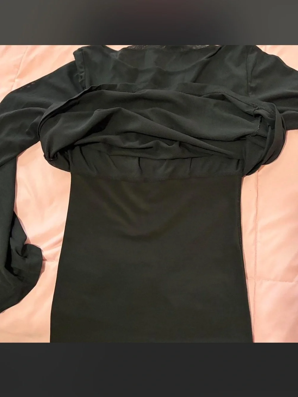 Spanx Black sheer Long-Sleeve Women’s Top with built in shape wear